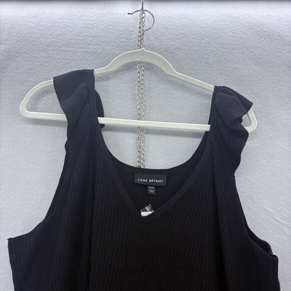 Lane Bryant Black Sweater Tank Top SZ 22/24 Ruffle Straps NWT Bohemian, Feminine - Picture 2 of 9